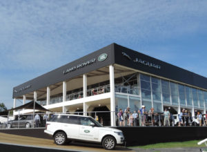 Automobile manufacturers create a luxury experience with temporary structures that look more like flat-roof buildings than tents. Jaguar Land Rover displayed cars inside and outside a 30-by-40-meter Losberger Palas structure at the Goodwood Festival of Speed in Chichester, England. Photos courtesy of Losberger UK.