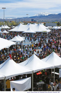 LEFT: Even small tents come under code scrutiny when large crowds are present. As the largest annual celebration of Latino heritage in northern Nevada, the Cinco De Mayo Celebration at the Grand Sierra Resort in Reno spans three days and features live entertainment, carnival rides and Mexican and American foods. Photo courtesy of Camelot Party Rentals/Aztec Tents.
