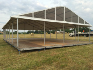 Chattanooga Tent Co. added this Losberger 12-by-18-by-3-meter P7 Arcum tent, with an added half-meter overhang on each side, to its inventory in 2016. Photo courtesy of Chattanooga Tent Co.
