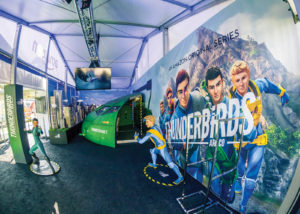 At Comic-Con International 2016, Choura Events created a build-out to showcase costumes and set pieces from “The Man in the High Castle” and model sets and life-size characters from “Thunderbirds Are Go,” two Amazon Original series. The build-out included A-frame structures, leveled subfloors, staging, custom signage and displays. Photos courtesy of Choura Events.