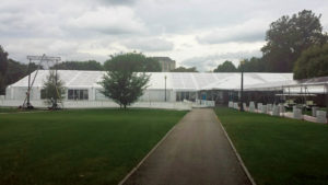 The underside of the tent was utilized to project images for the event. 