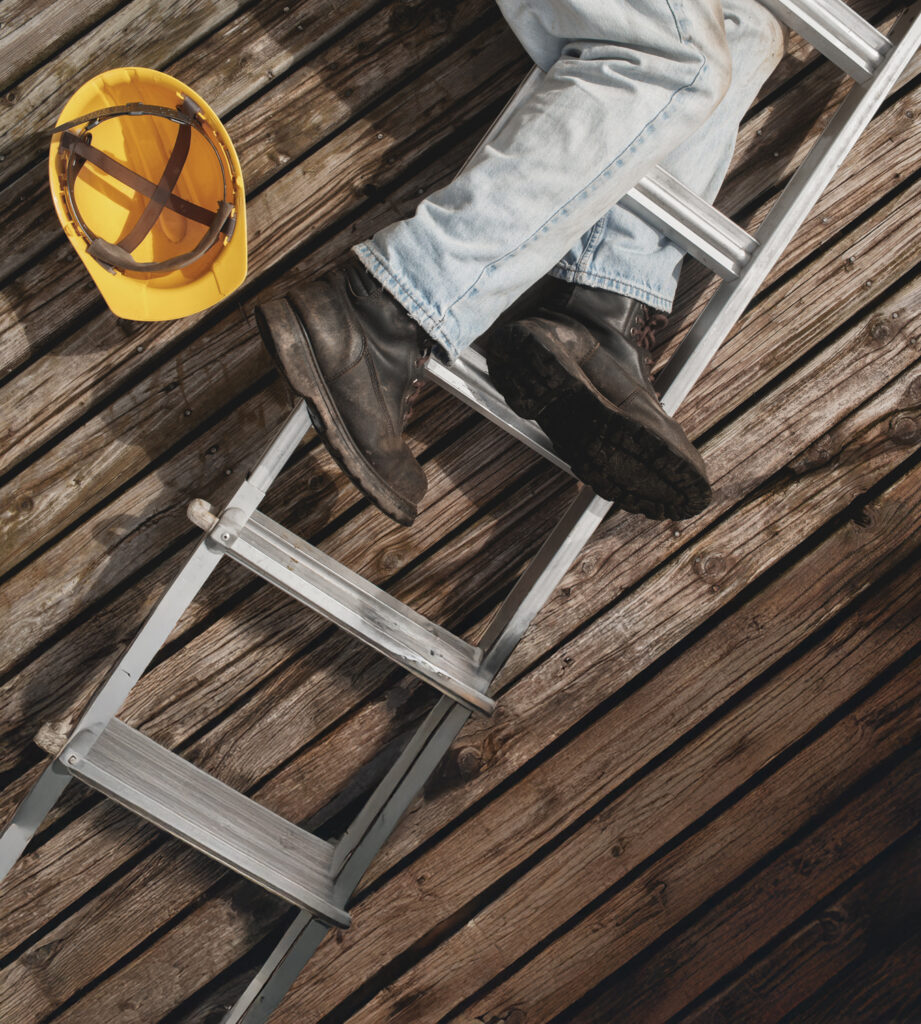 person falling off a ladder